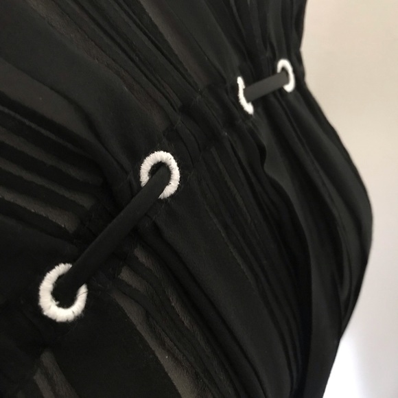 3.1 Phillip Lim Silk Chiffon Black and White Pintuck Long Sleeve Blouse Size 2 - Picture 7 of 8